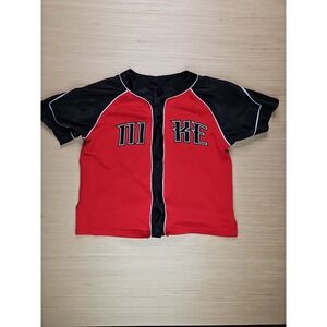 Y2K Nike Kids Baseball Jersey Red Black Short Sleeve Size 5